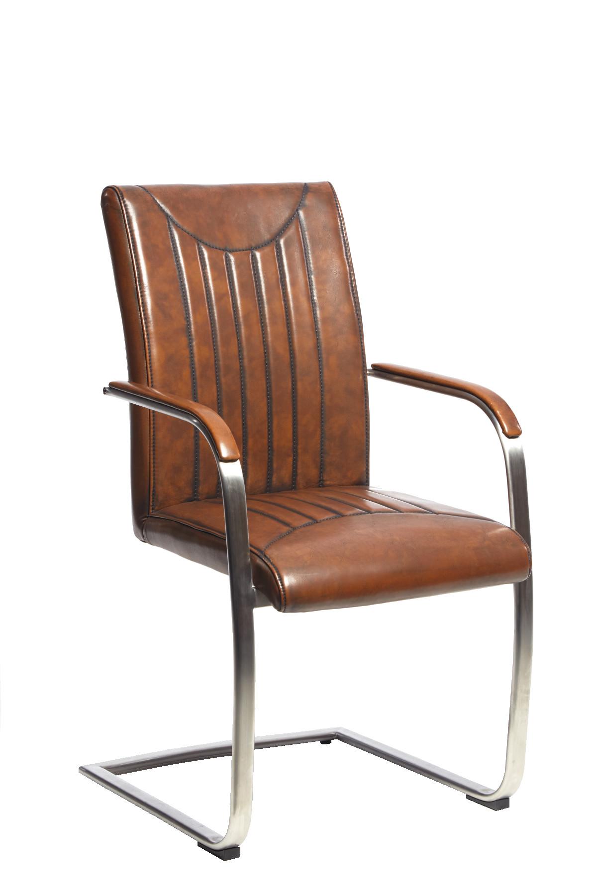 Industrial cantilever leather dining shop chair