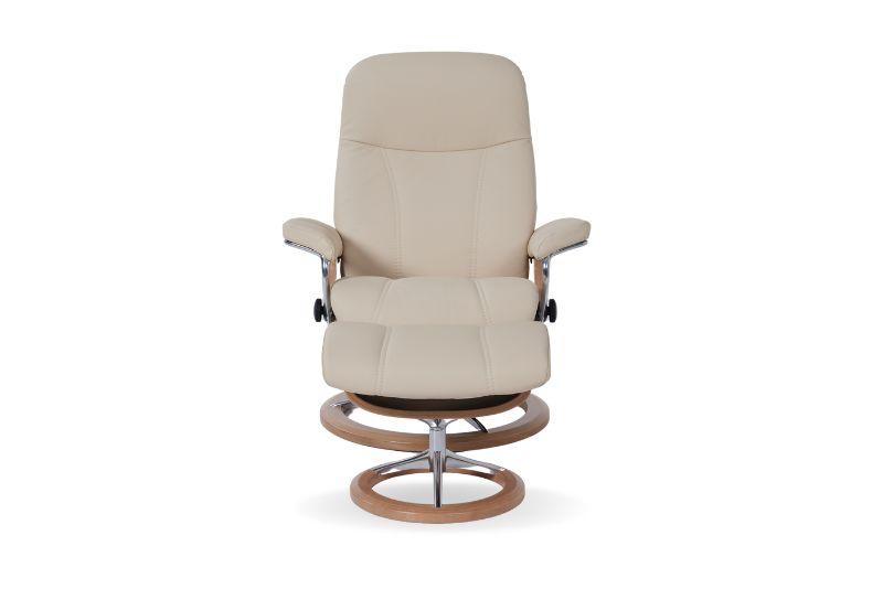 Stressless Consul Cream Large Sig Recliner Chair and Stool