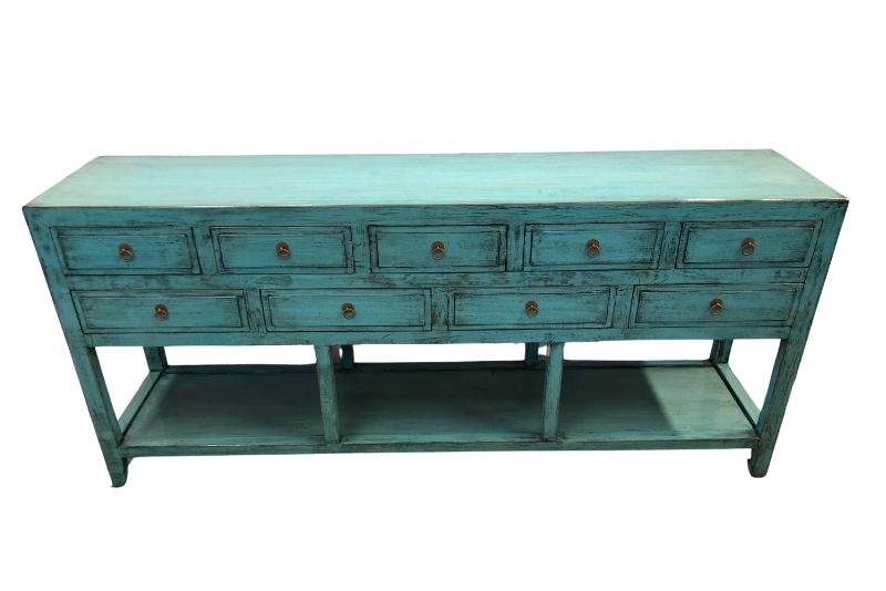 Andorra Turquoise 9 Drawer Sideboard