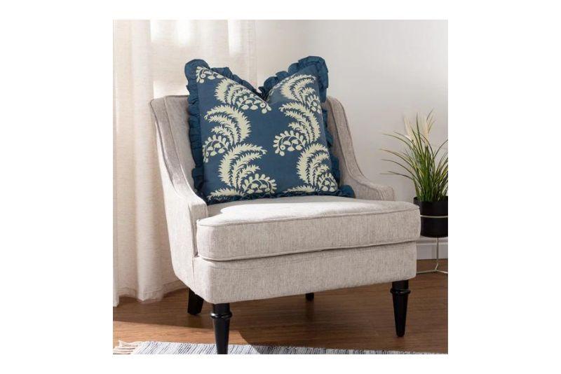 Montrose Fringe Cushion Floral French Blue