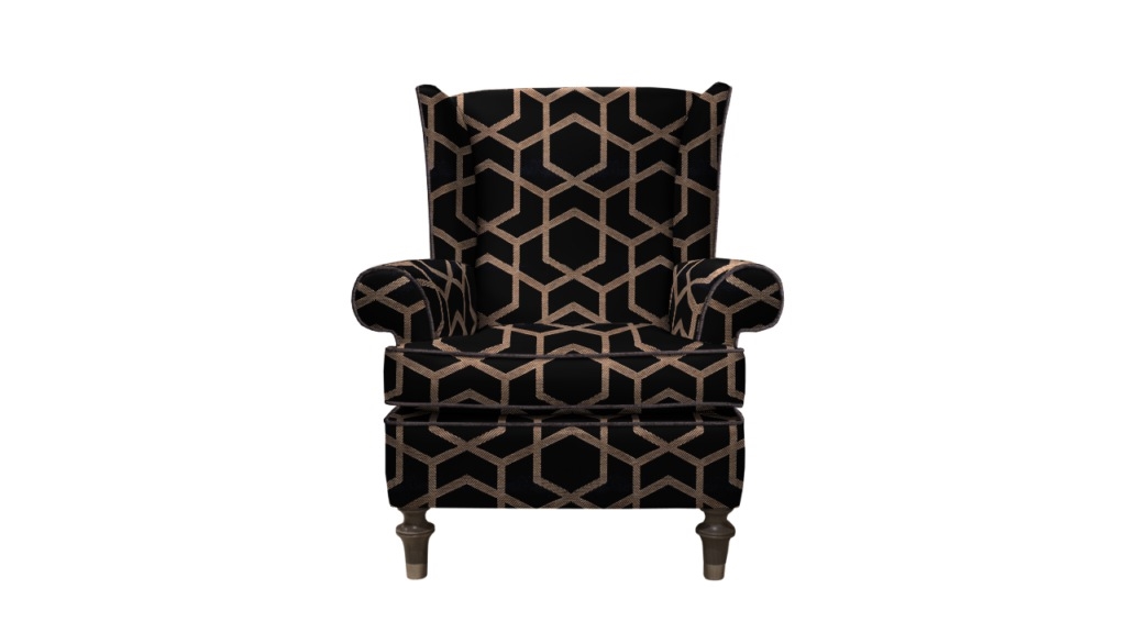 Harvard Wing Chair Fitzgerald Black Gold