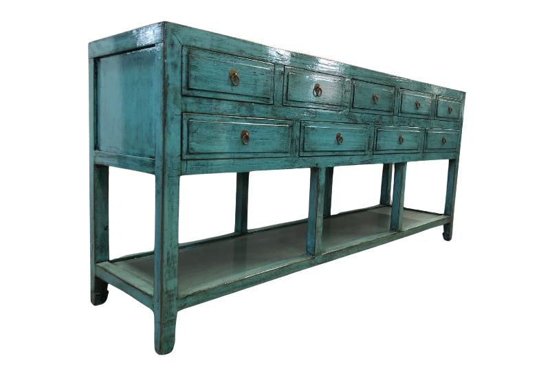 Andorra Turquoise 9 Drawer Sideboard