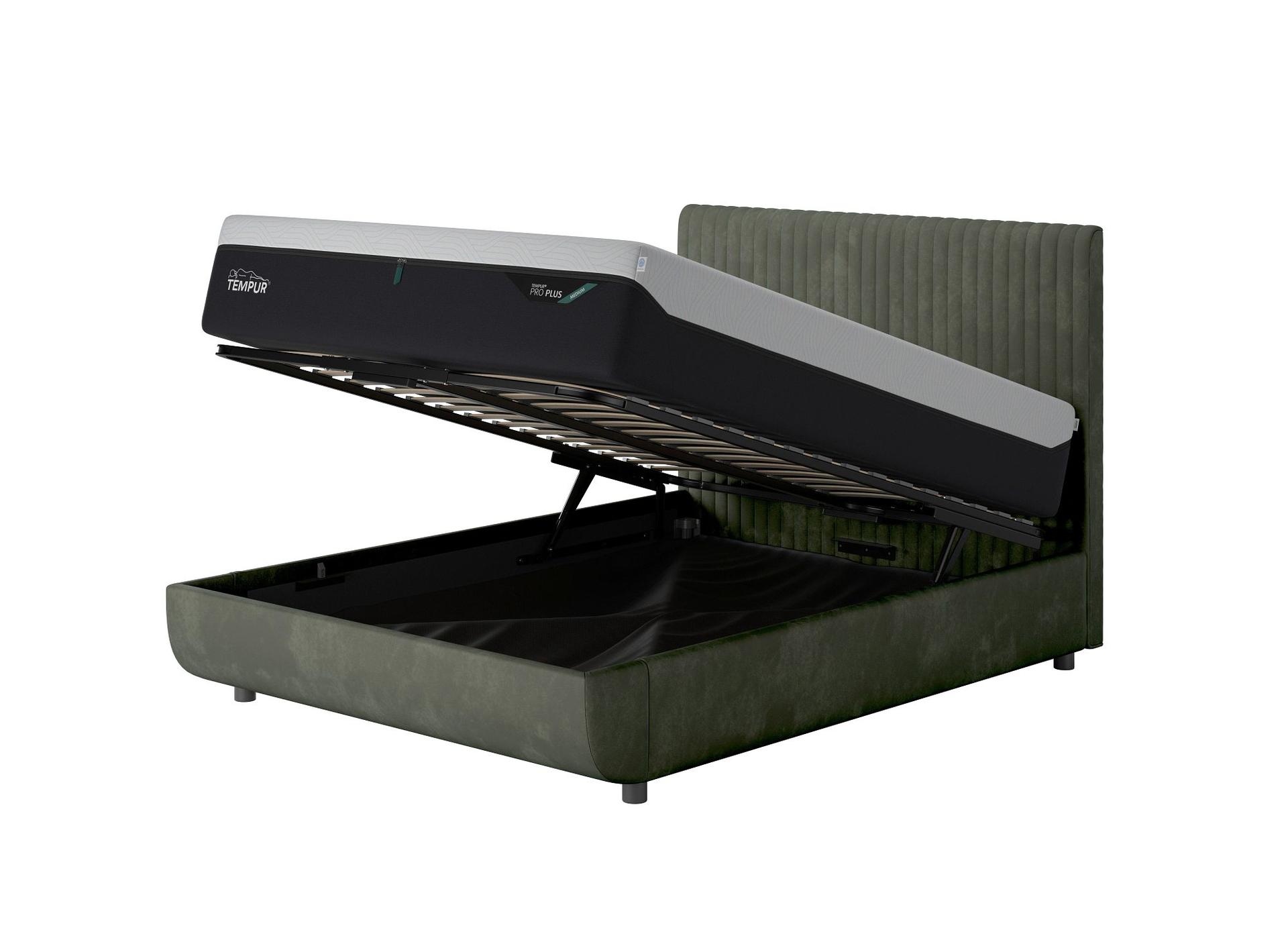 Tempur Arc Storage Bed and Headboard 5ft Dark Green