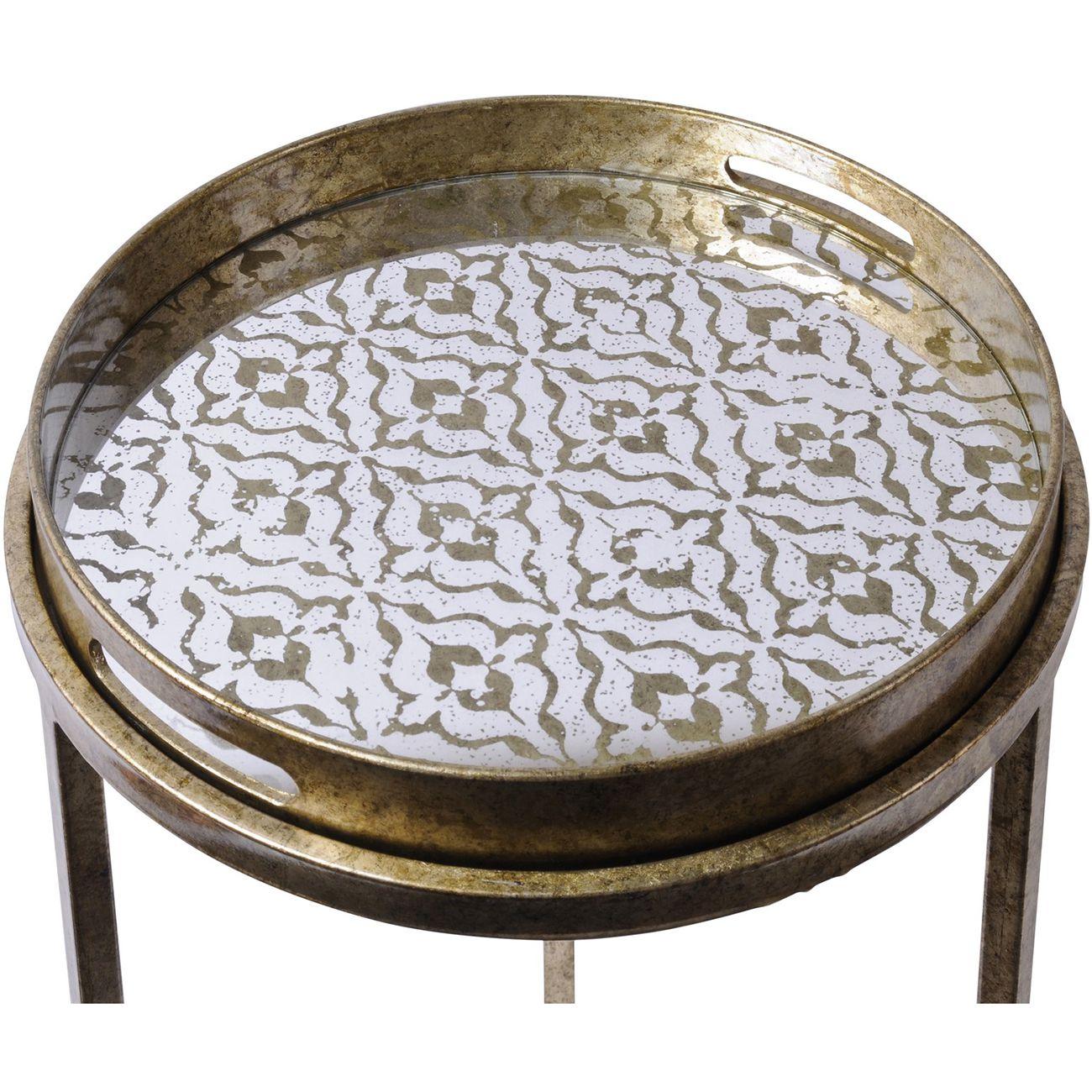 Vienna Antique Gold Diamond Side Table Set