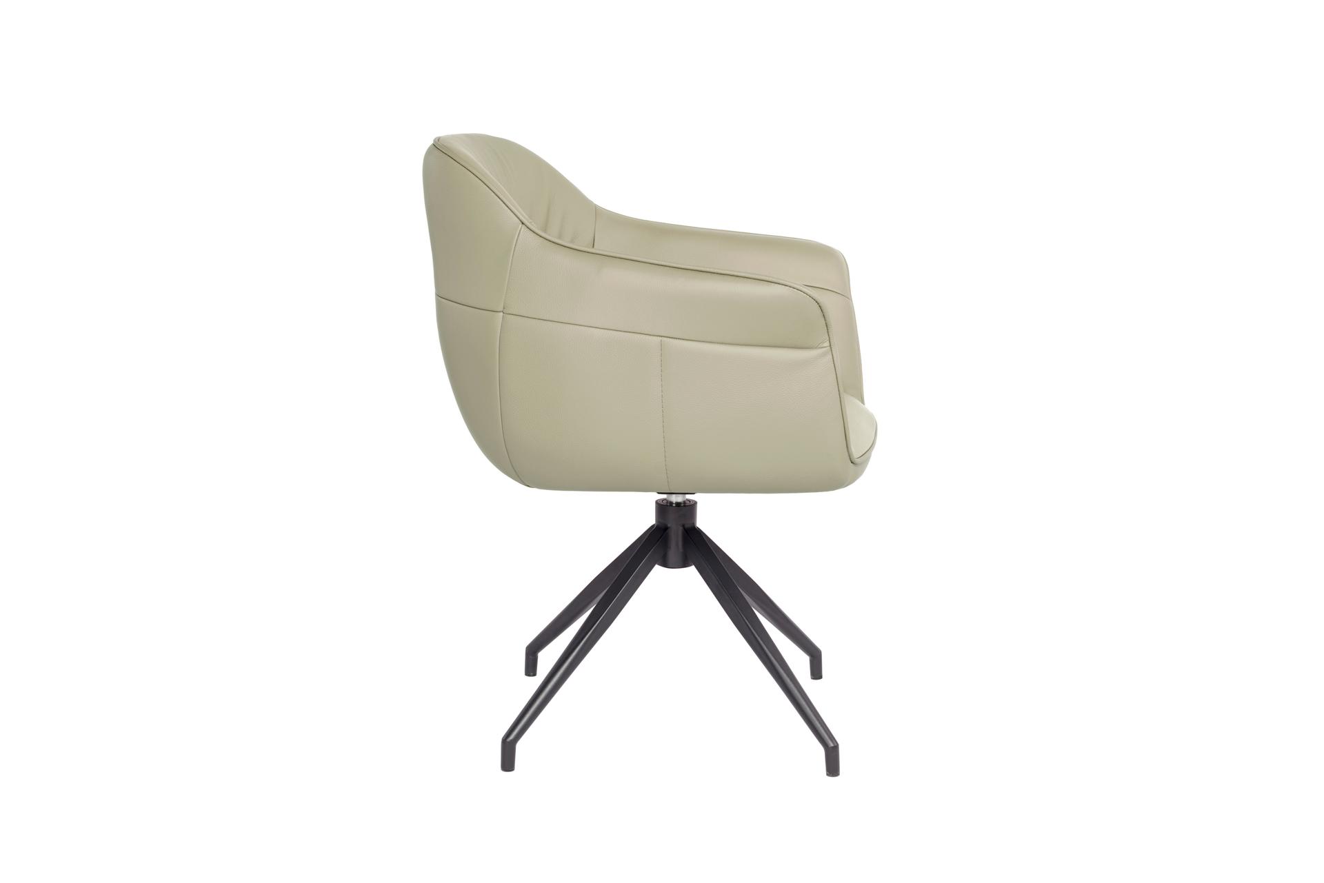 Amrita Swivel Dining Chair Beige Leather