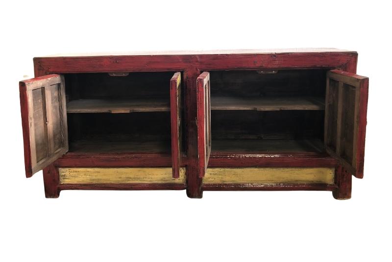 Andorra Red 4 Door Cabinet with Motif