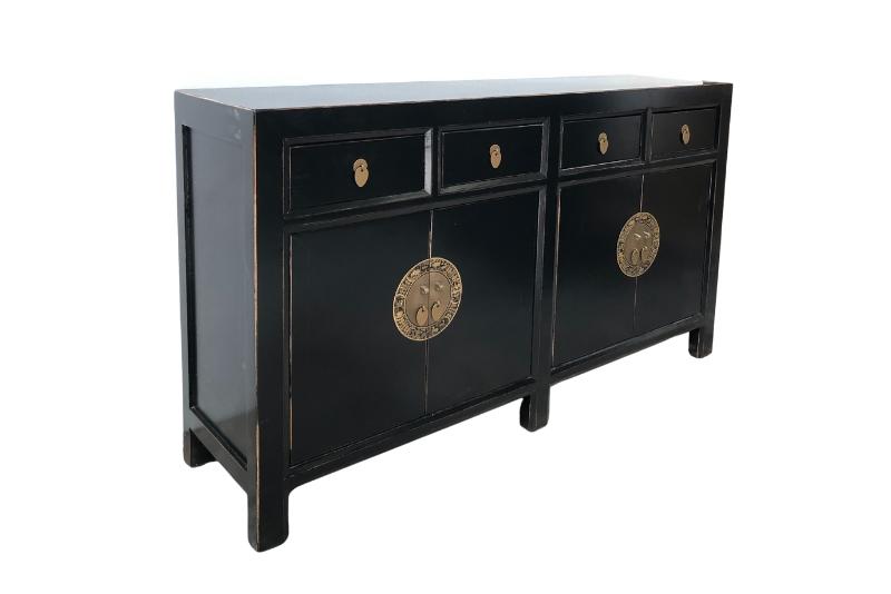 Andorra Black 4 Drawer 4 Door Cabinet