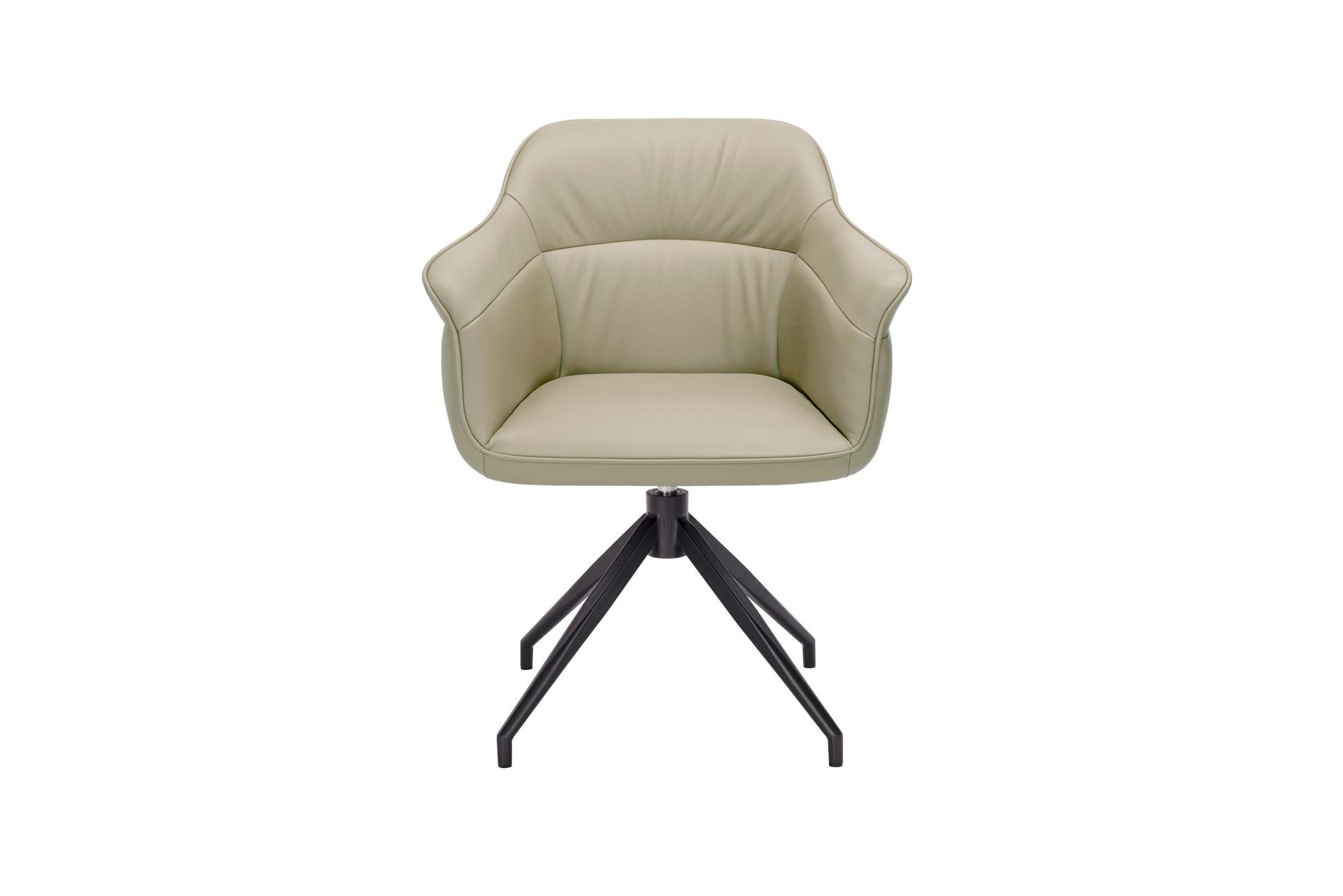 Amrita Swivel Dining Chair Beige Leather