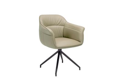 Amrita Swivel Dining Chair Beige Leather