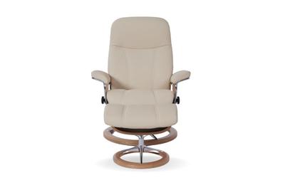 Stressless Consul Cream Medium Sig Recliner Chair and Stool