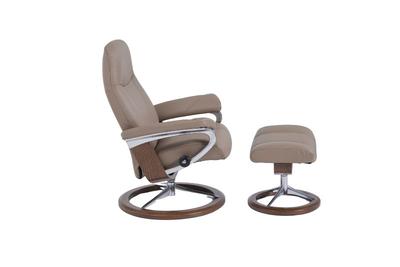 Stressless Consul Batick Mole Large Sig Recliner Chair and Stool