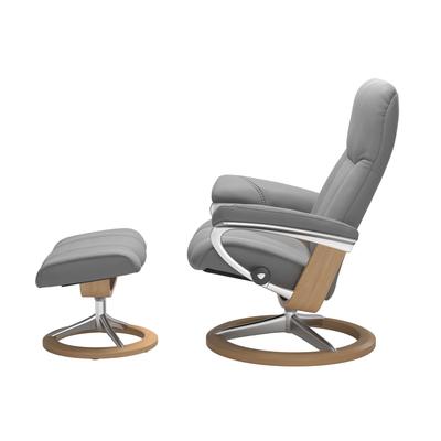 Stressless Consul Wild Dove Small Sig Recliner Chair and Stool