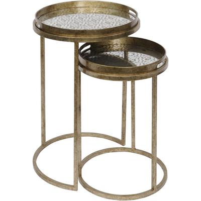 Vienna Antique Gold Diamond Side Table Set