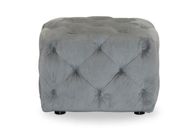 Button Cube Footstool Plush Fabric