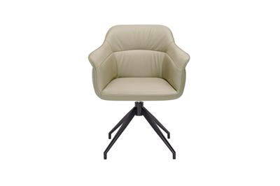 Amrita Swivel Dining Chair Beige Leather