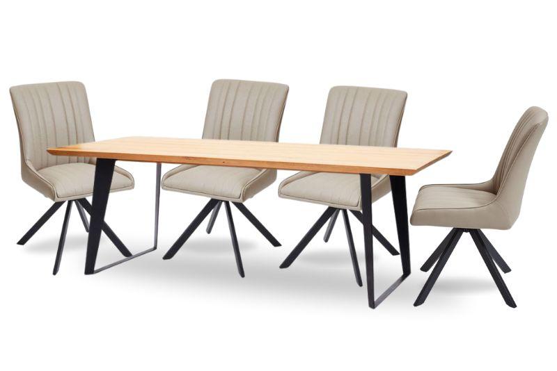Smithfield 220cm Dining Table and 4 x Shauna Dining Chairs - Bundle Deal