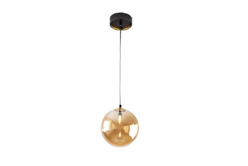 Spherical Amber Glass Ceiling Pendant