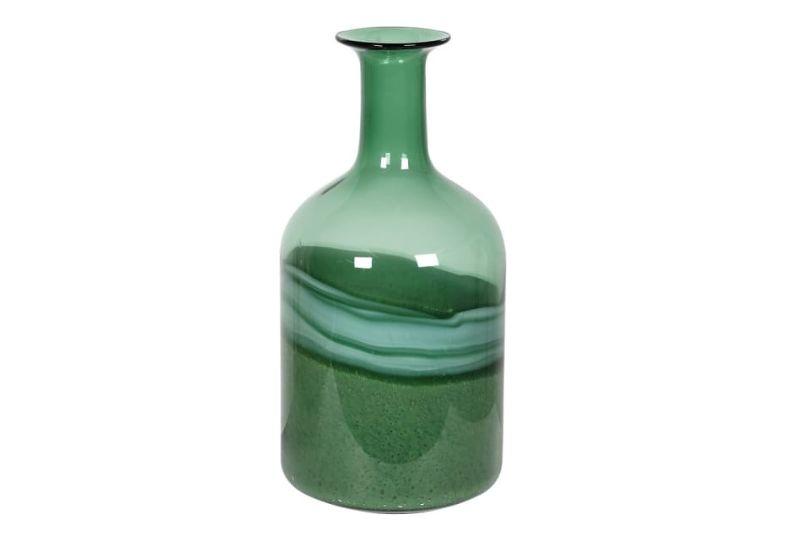 Hand Blown Green Glass Bottle