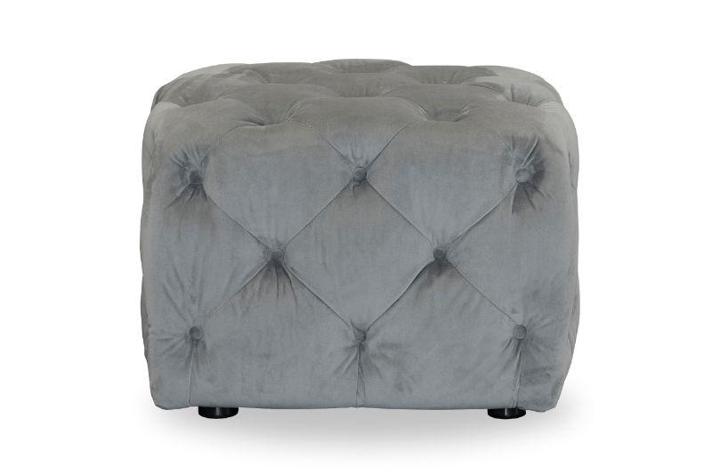 Button Cube Footstool Plush Fabric