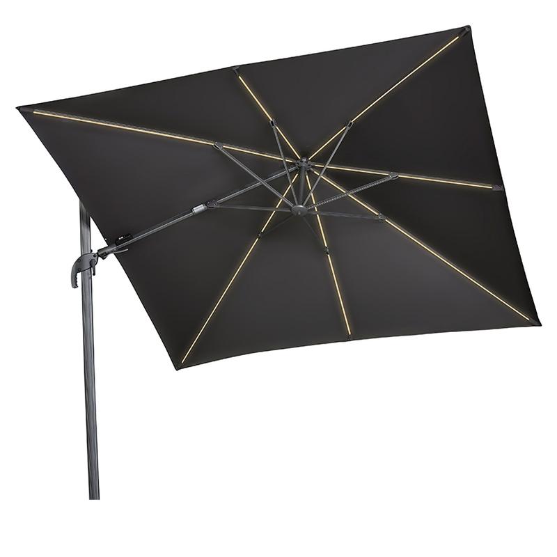 3m Square Glow Parasol and base Anthracite w/Cover